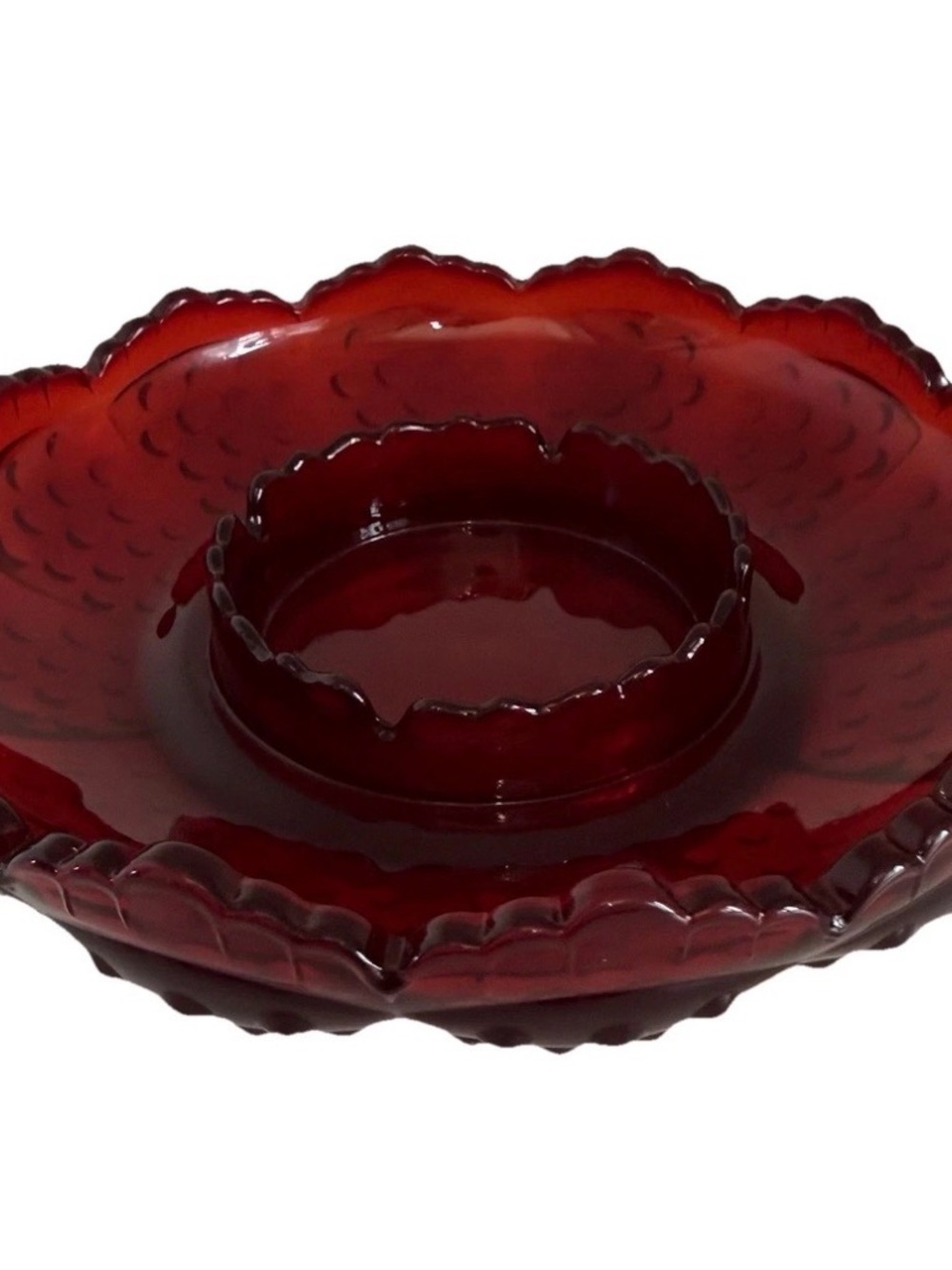 Vintage Ruby Red Fenton Glass Compote Centerpiece